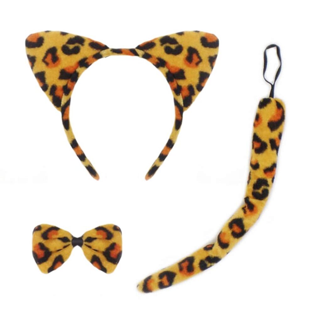 Halloween Cat Ears Headband Kitty Bow Tie Tail Women Cat Hair Hoops Kitten Hair